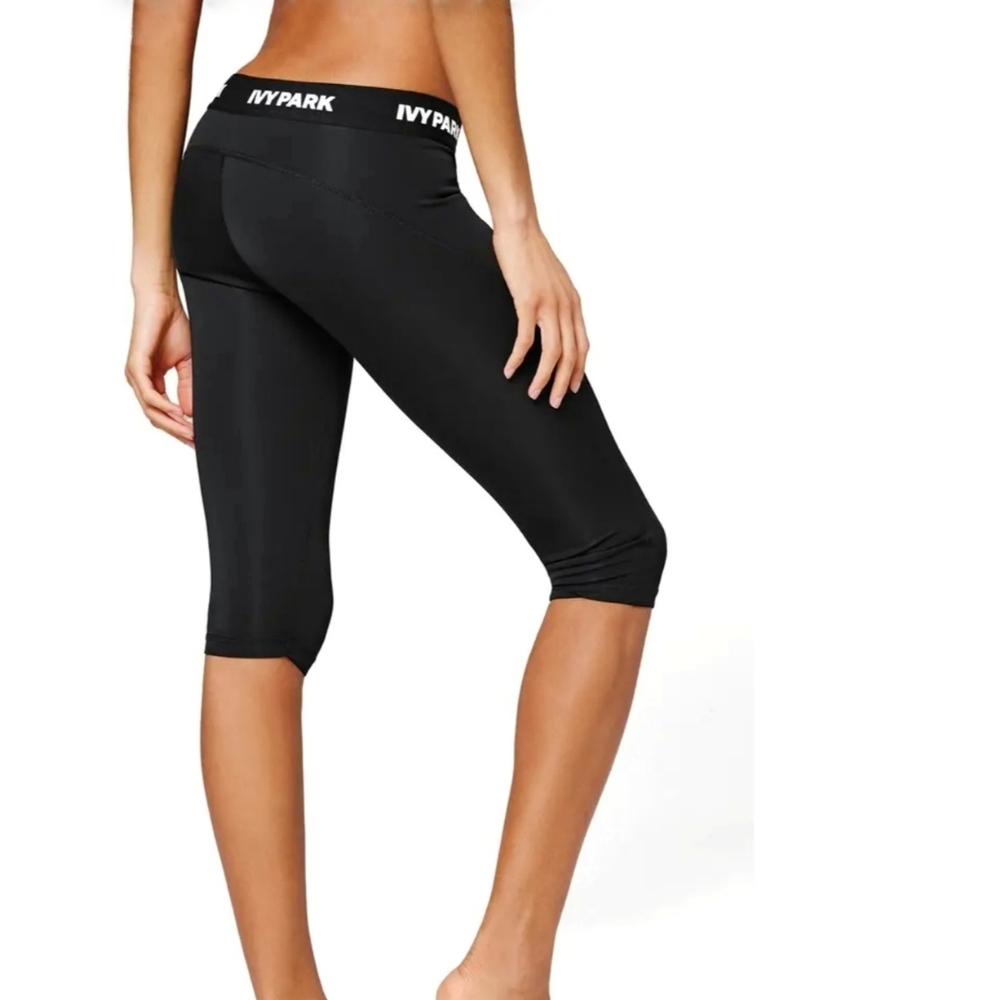 IVY PARK Black Cropped Leggings with Logo Waistband